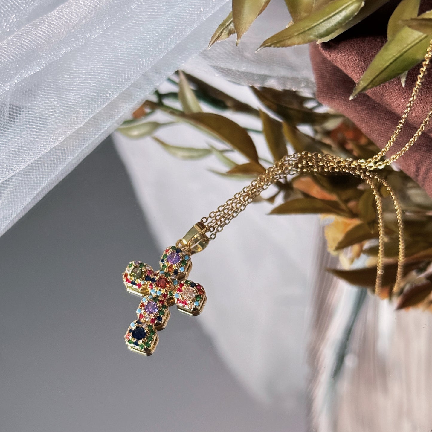Colorful Creative Cross Pendant Necklace